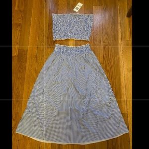 Striped Two Piece Skirt Set